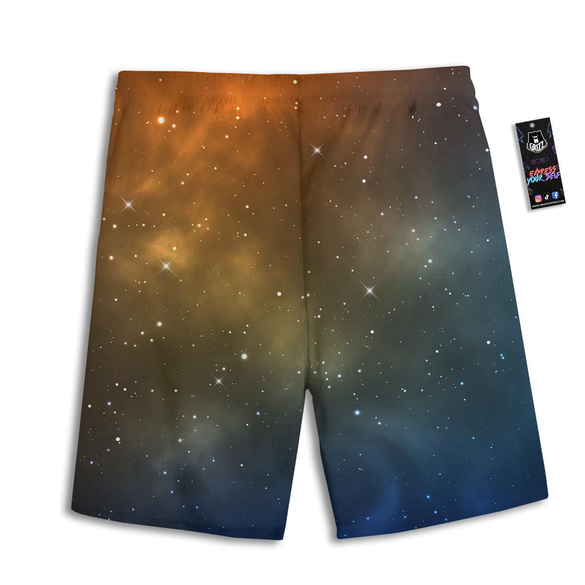Stardust Galaxy Space Blue Orange Print Men's Athletic Shorts