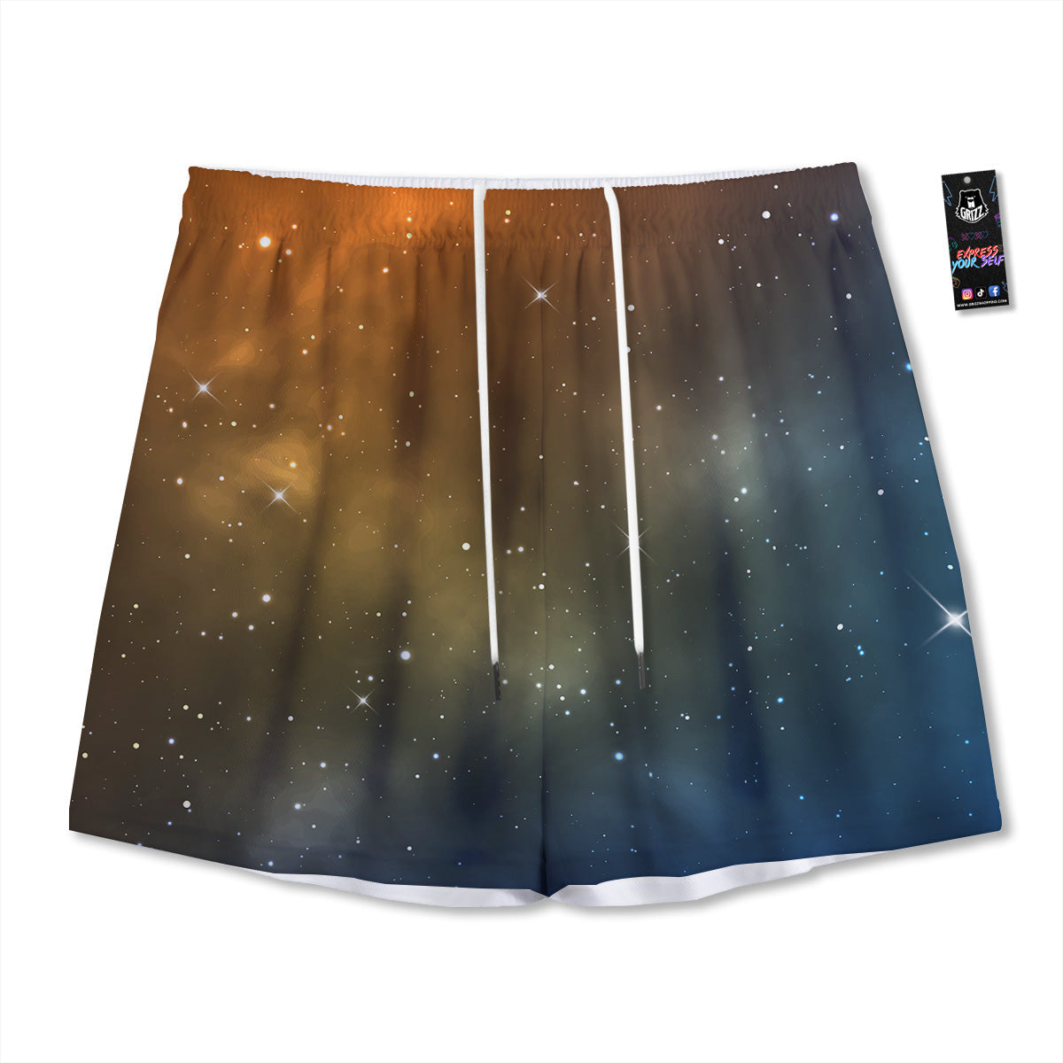 Skull Firefighter Department Print Mesh Shorts