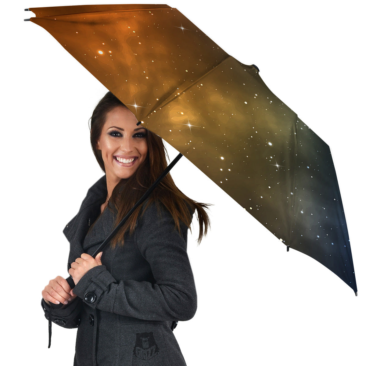 Stardust Galaxy Space Blue Orange Print Umbrella-grizzshop