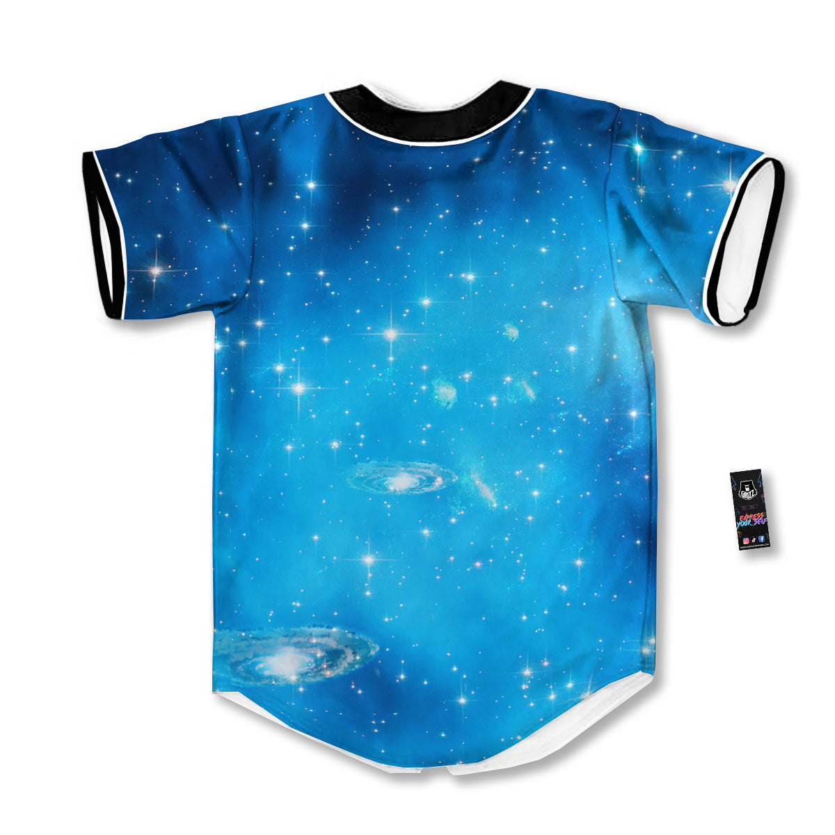 Starfield Galaxy Space Blue Cloud Print Baseball Jersey-grizzshop