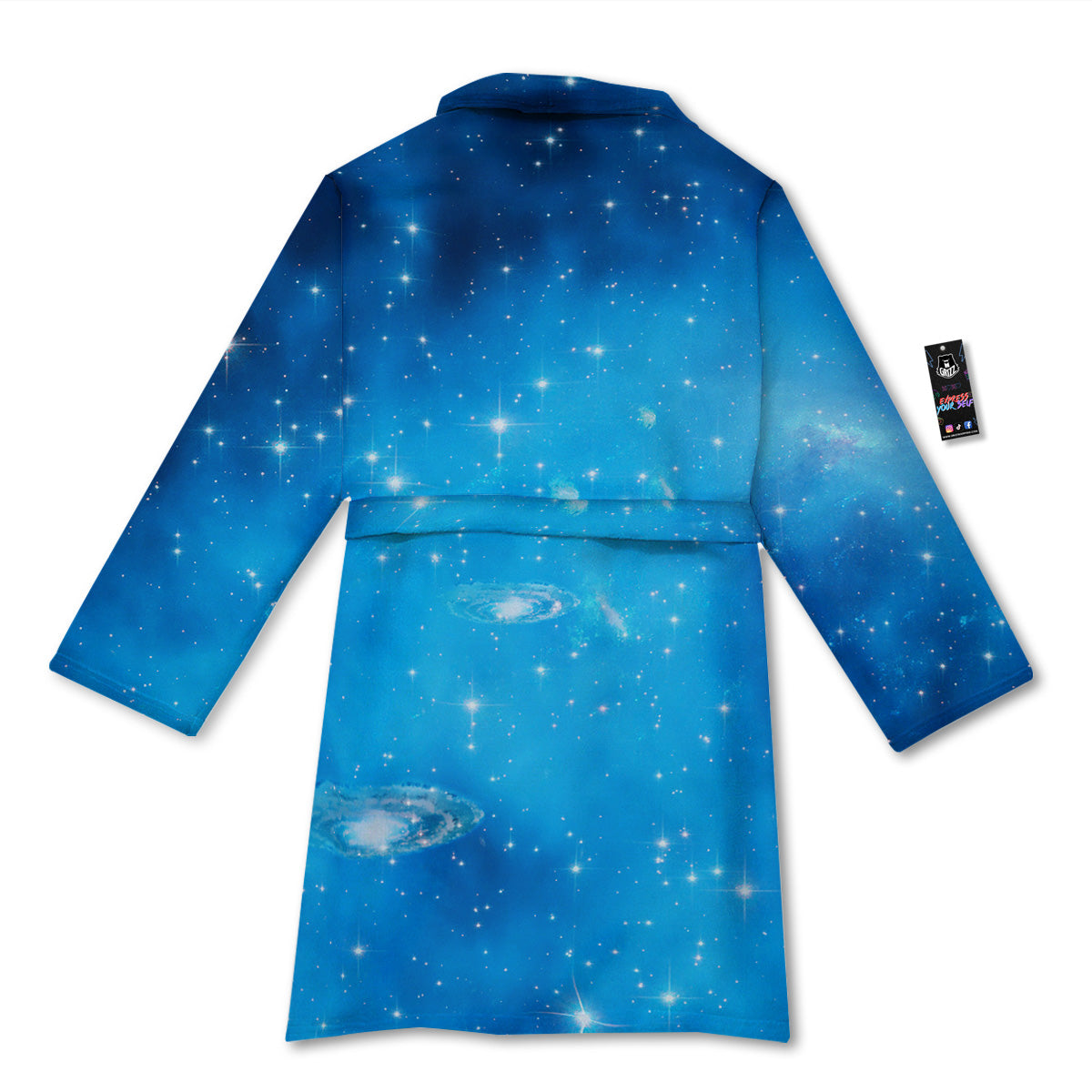 Starfield Galaxy Space Blue Cloud Print Bathrobe-grizzshop