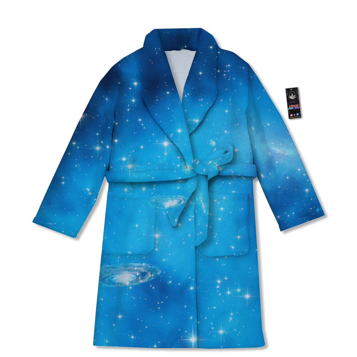 Starfield Galaxy Space Blue Cloud Print Bathrobe-grizzshop