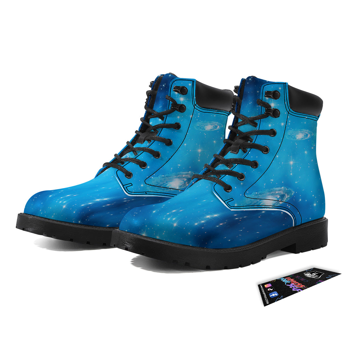Starfield Galaxy Space Blue Cloud Print Boots-grizzshop
