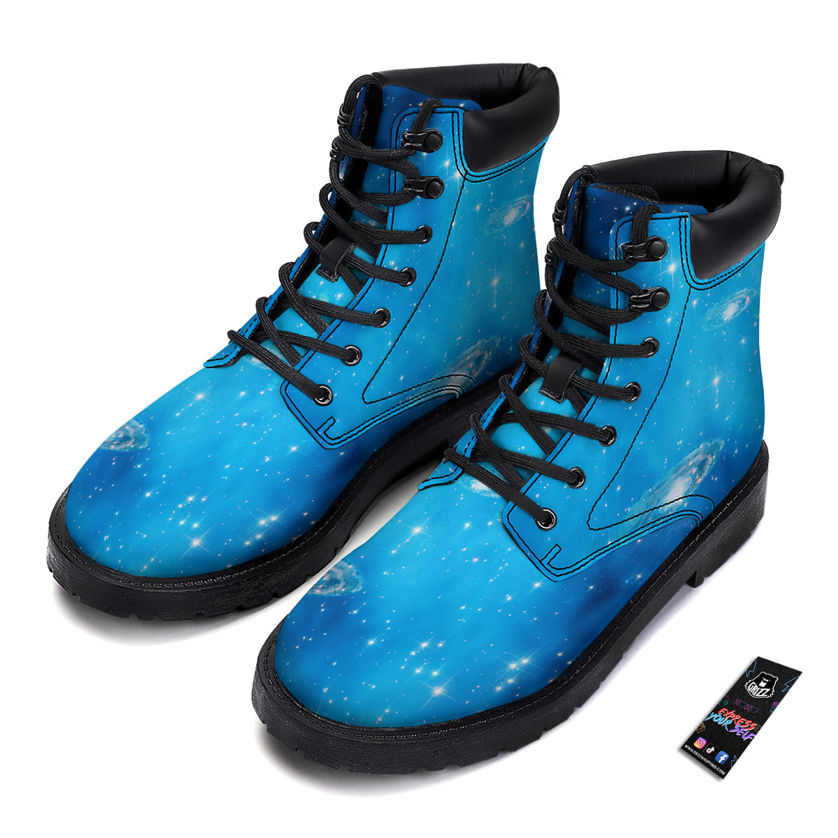 Starfield Galaxy Space Blue Cloud Print Boots-grizzshop