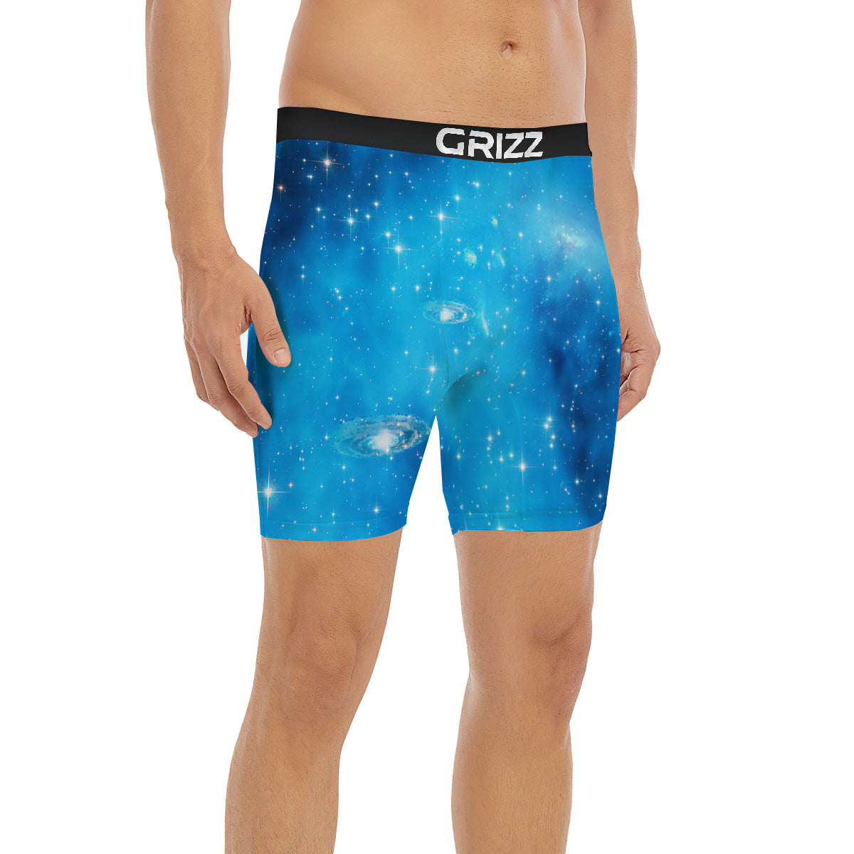Starfield Galaxy Space Blue Cloud Print Boxer Briefs