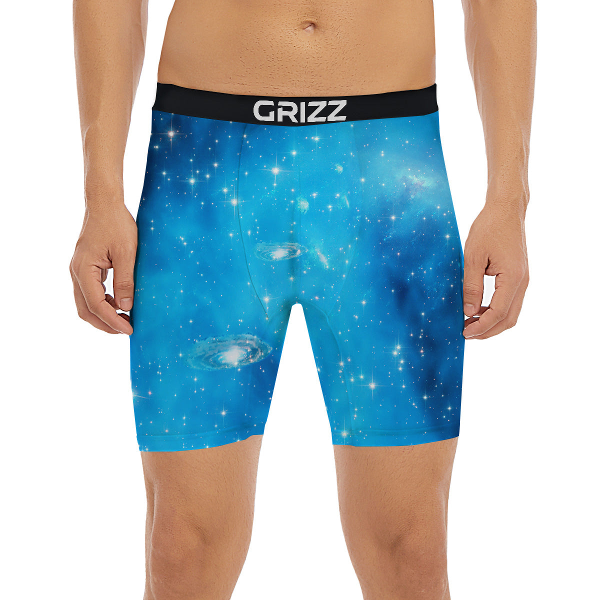 Starfield Galaxy Space Blue Cloud Print Boxer Briefs