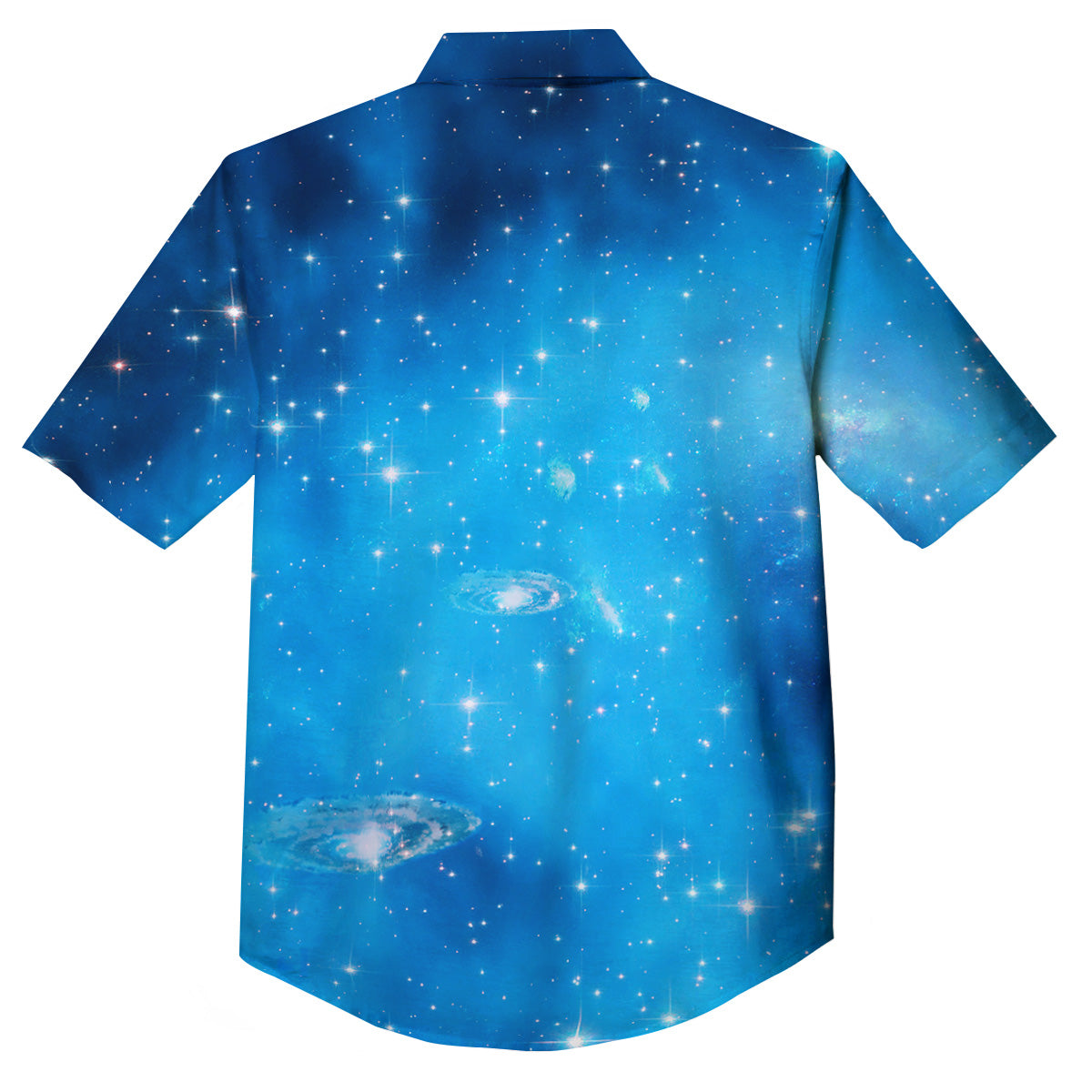 Starfield Galaxy Space Blue Cloud Print Button Up Shirt-grizzshop