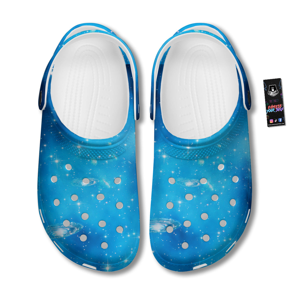 Starfield Galaxy Space Blue Cloud Print Clog-grizzshop