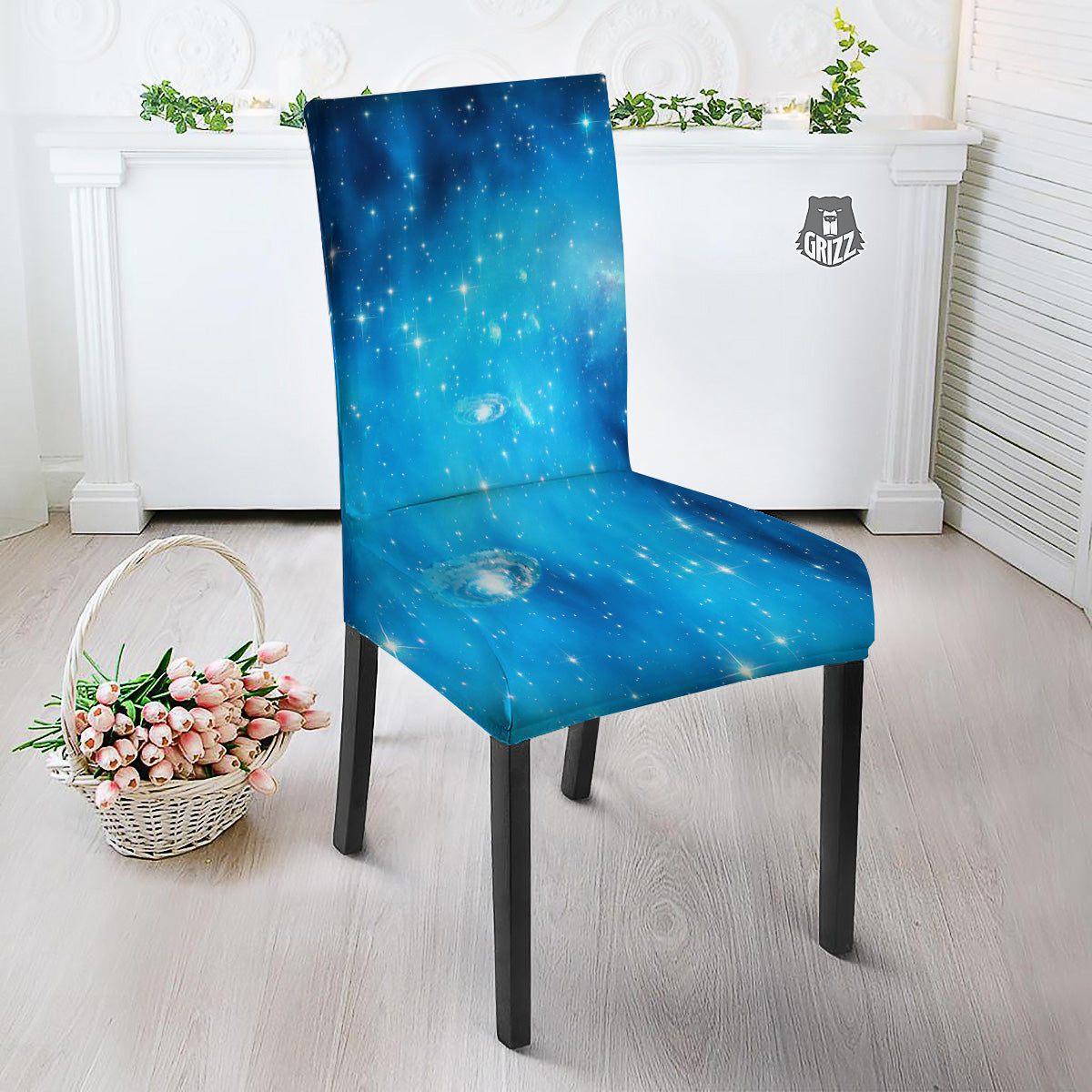 Starfield Galaxy Space Blue Cloud Print Dining Chair Slipcover-grizzshop