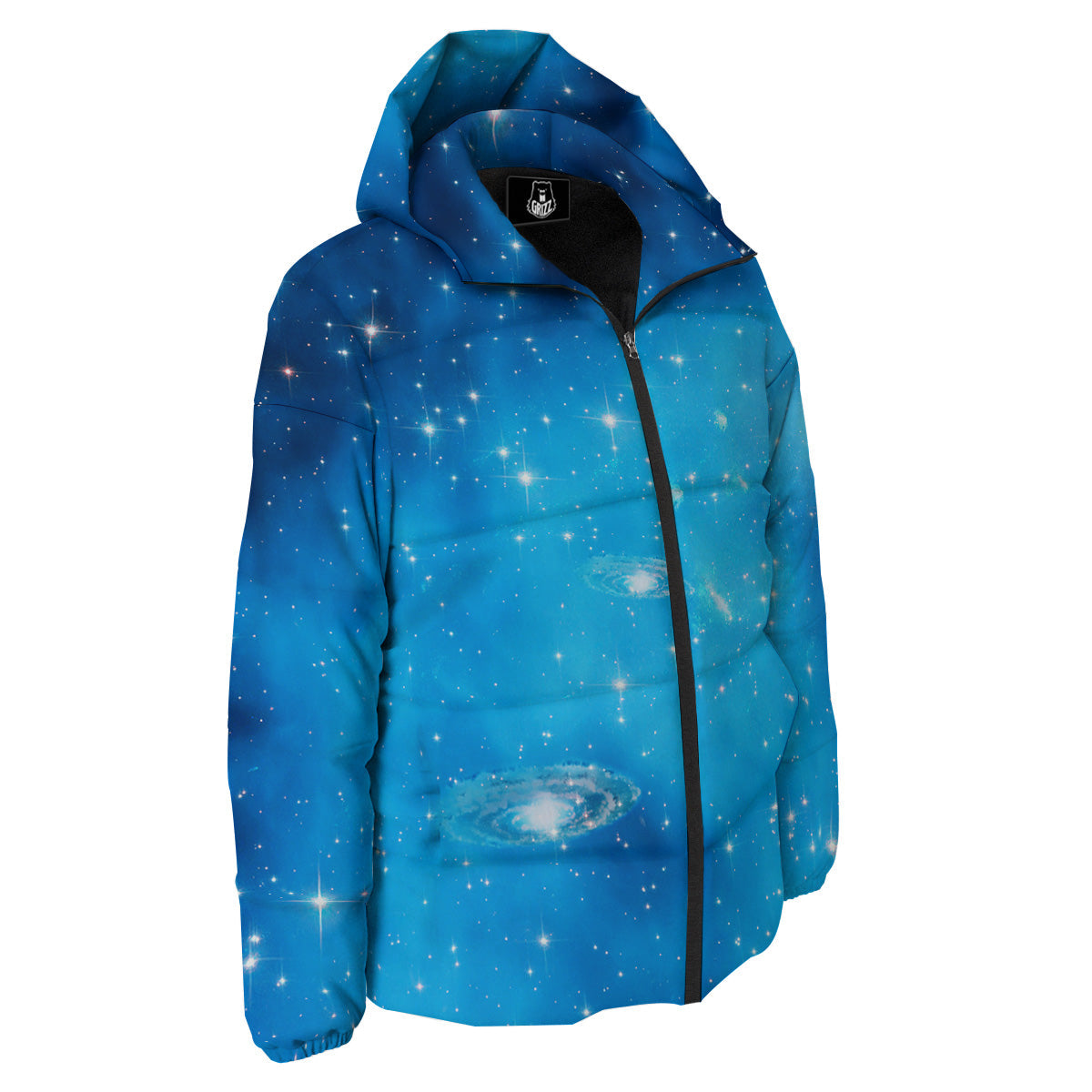 Grizzshopping Starfield Galaxy Space Blue Cloud Print Men's Bomber Jacket