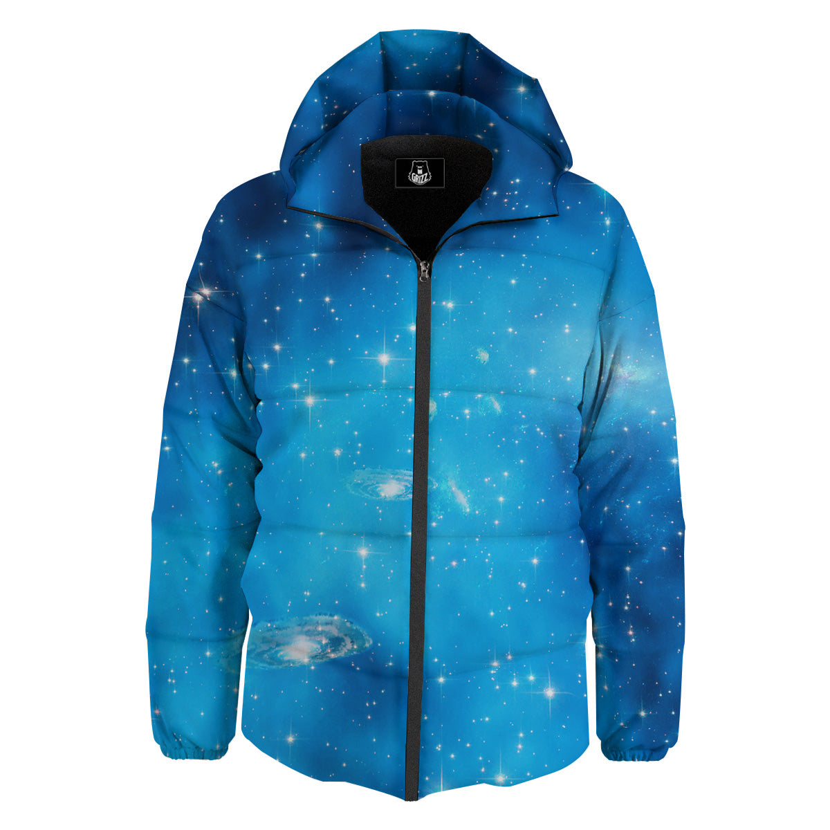 Grizzshopping Starfield Galaxy Space Blue Cloud Print Men's Bomber Jacket