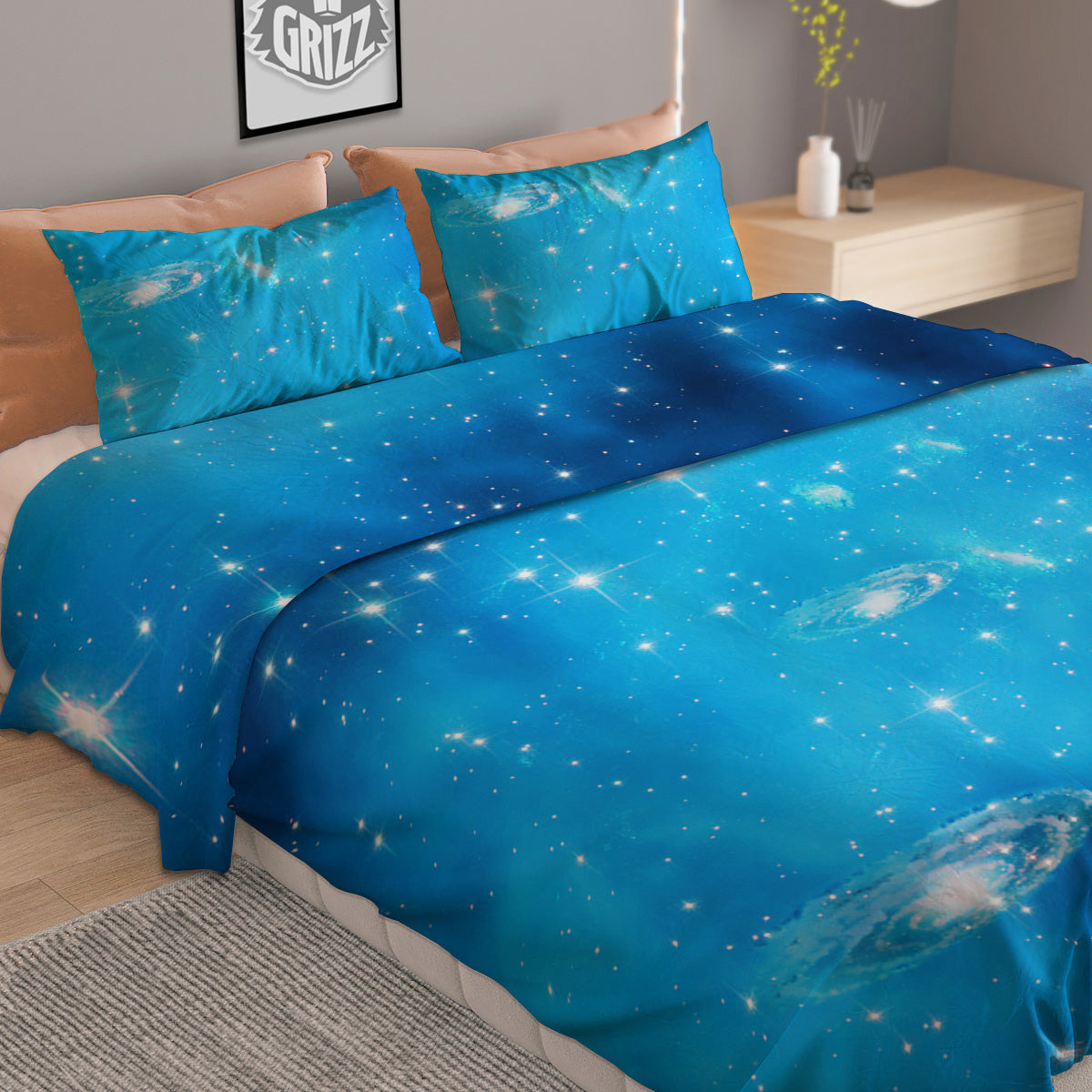 Skull Flaming And Cross Wrench Print Duvet Cover Bedding Set