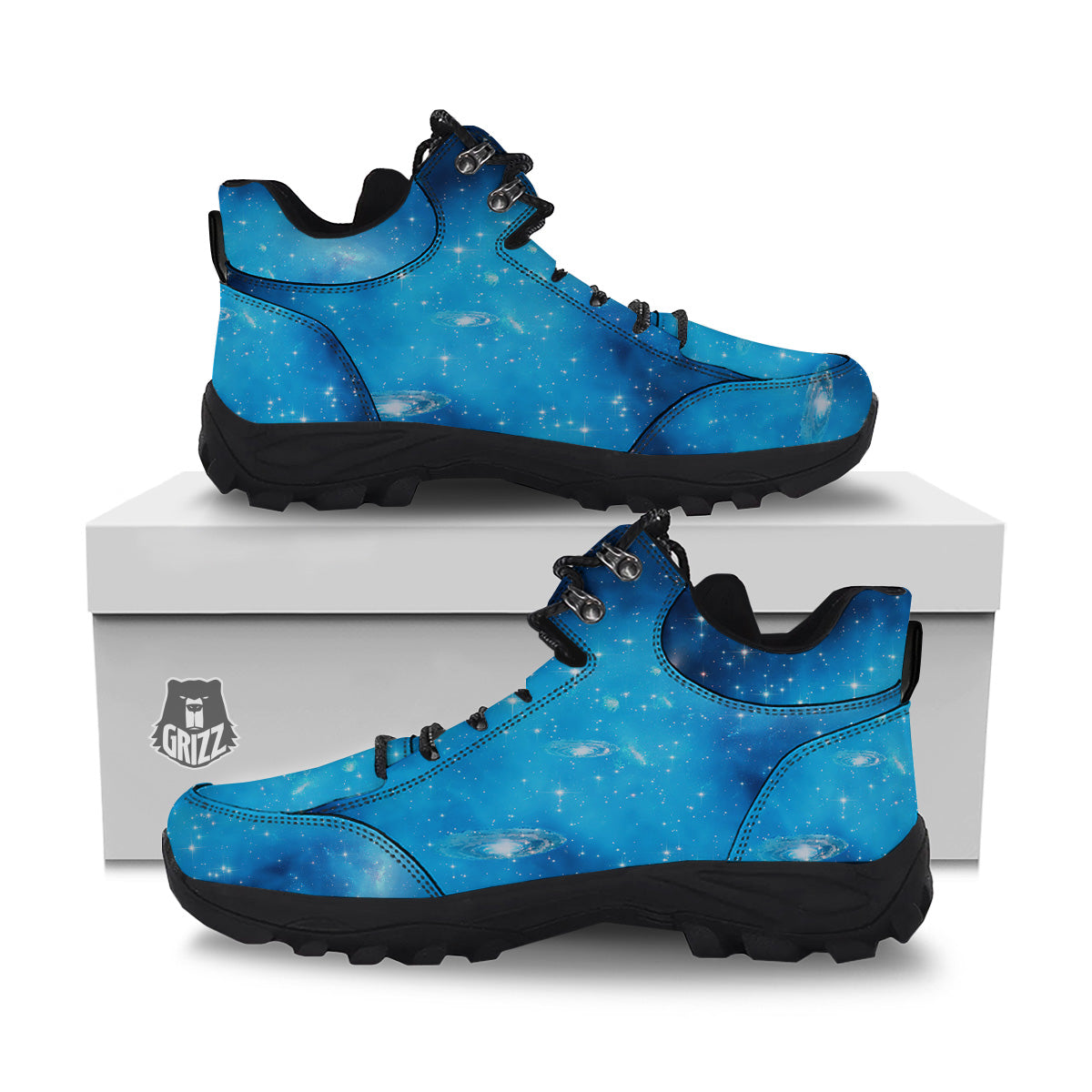 Starfield Galaxy Space Blue Cloud Print Hiking Shoes-grizzshop