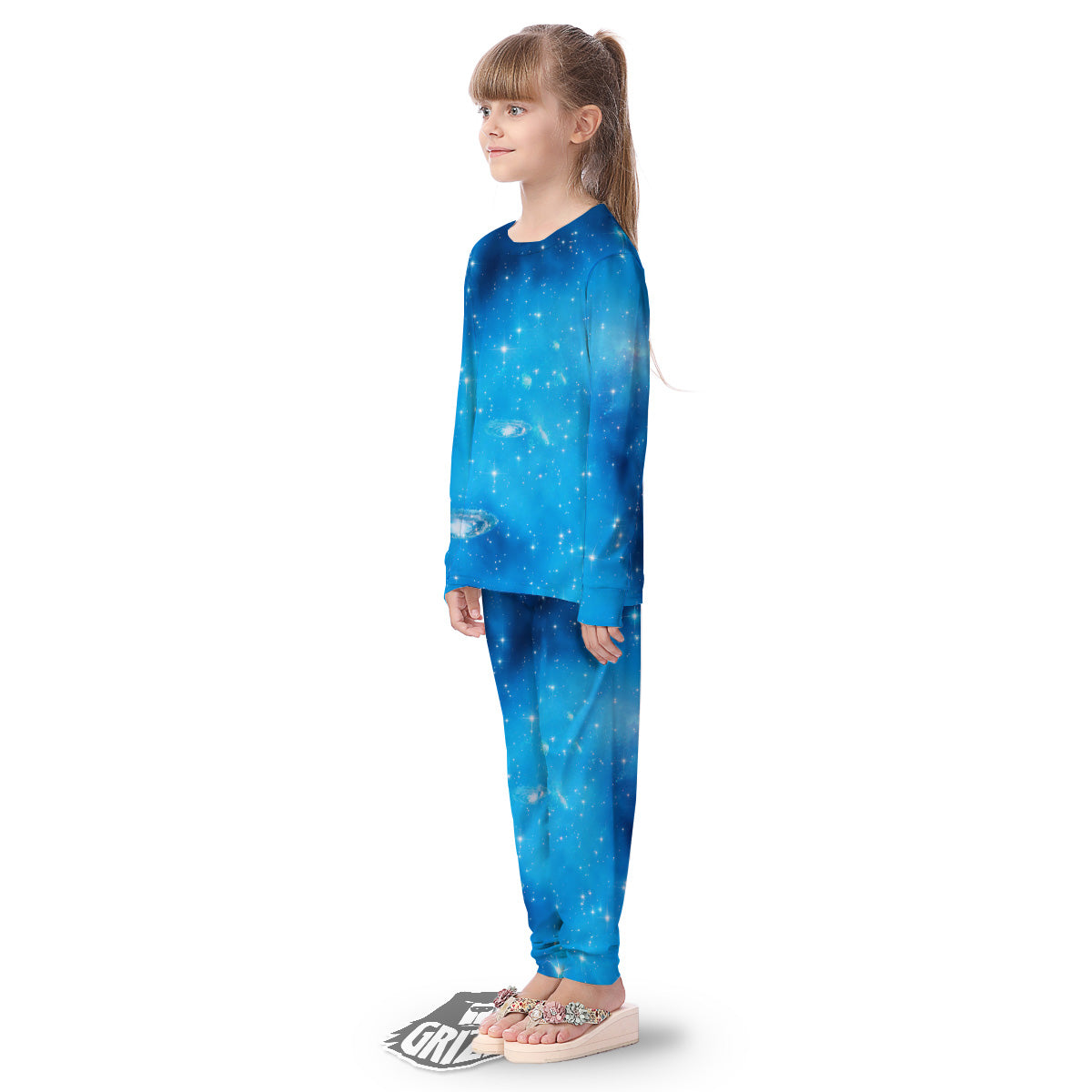 Starfield Galaxy Space Blue Cloud Print Kid's Pajamas-grizzshop