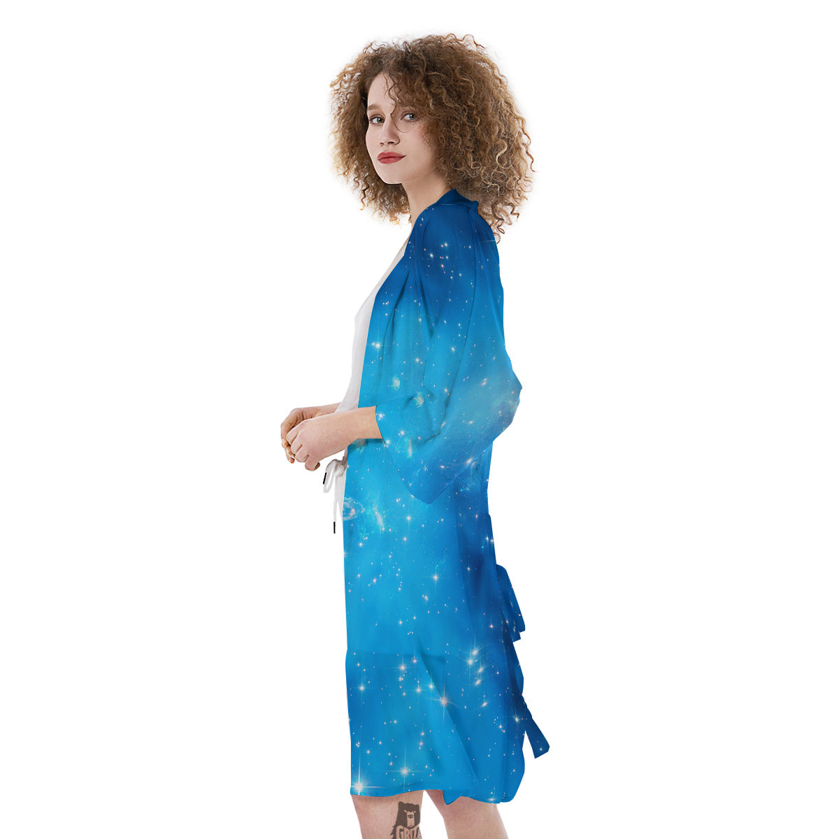 Starfield Galaxy Space Blue Cloud Print Kimono-grizzshop