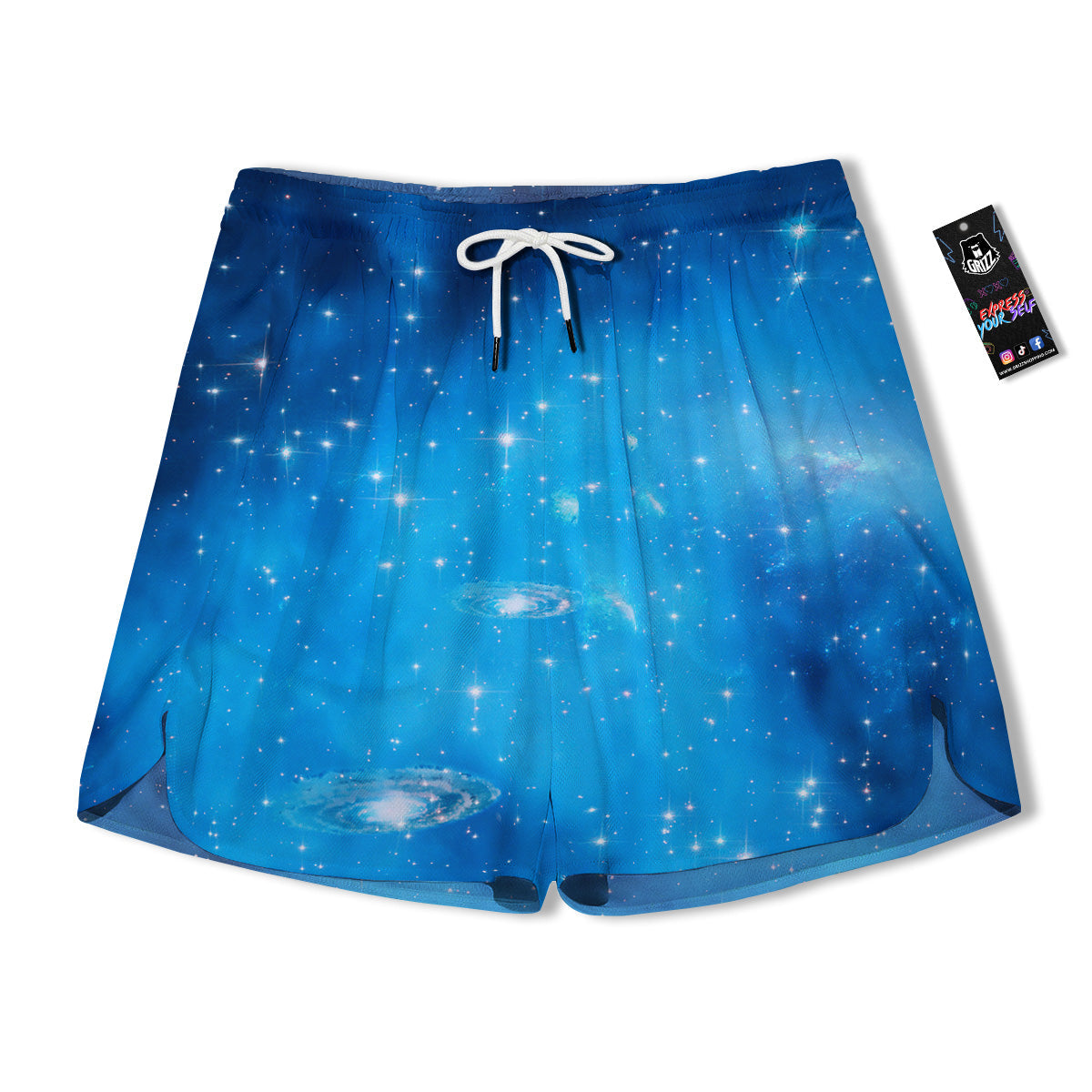 Starfield Galaxy Space Blue Cloud Print Men's Running Shorts-grizzshop