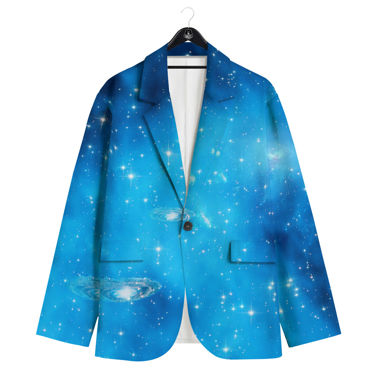 Starfield Galaxy Space Blue Cloud Print Men's Sport Coat-grizzshop