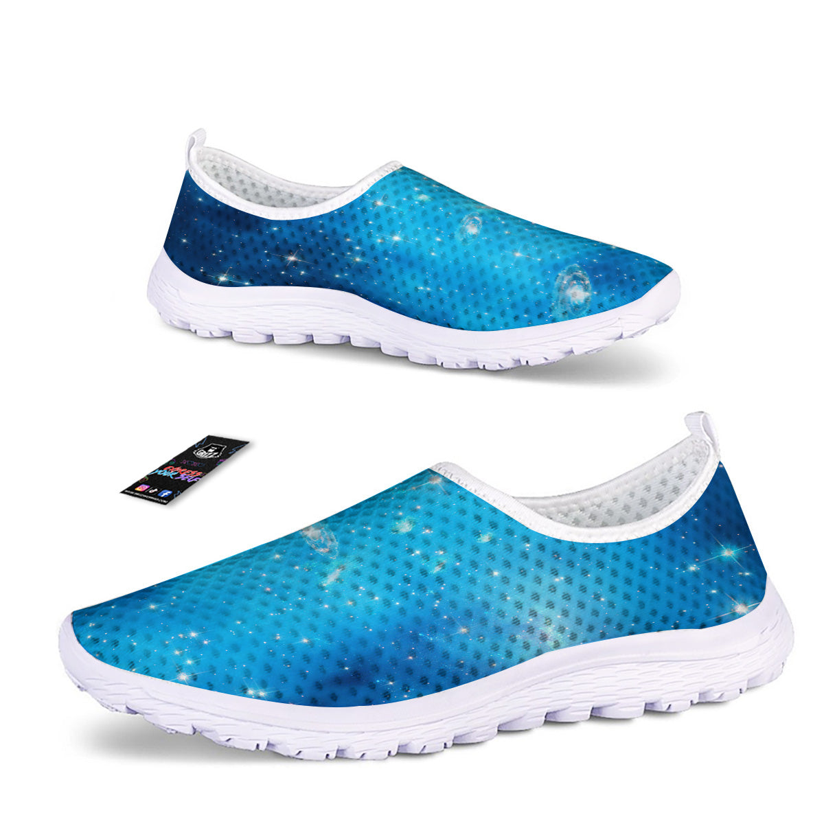 Starfield Galaxy Space Blue Cloud Print Nurse Shoes-grizzshop