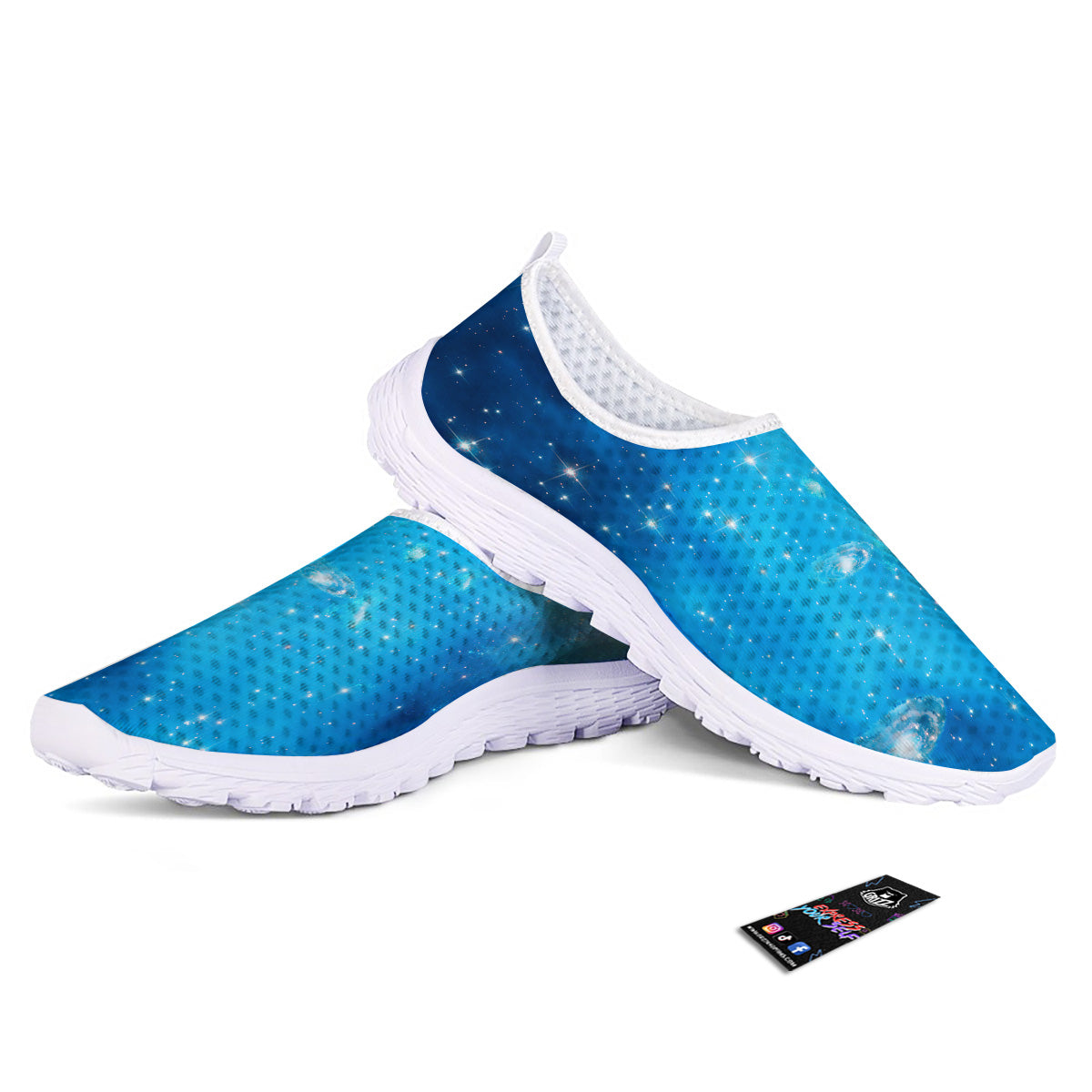 Starfield Galaxy Space Blue Cloud Print Nurse Shoes-grizzshop