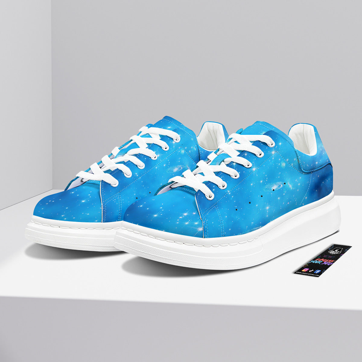 Starfield Galaxy Space Blue Cloud Print Platform Shoes-grizzshop