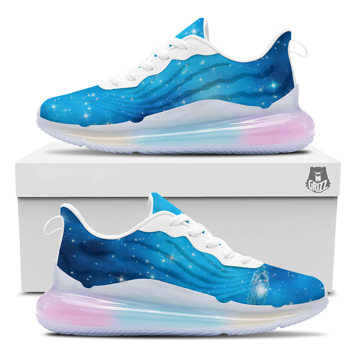 Starfield Galaxy Space Blue Cloud Print Running Sneakers-grizzshop