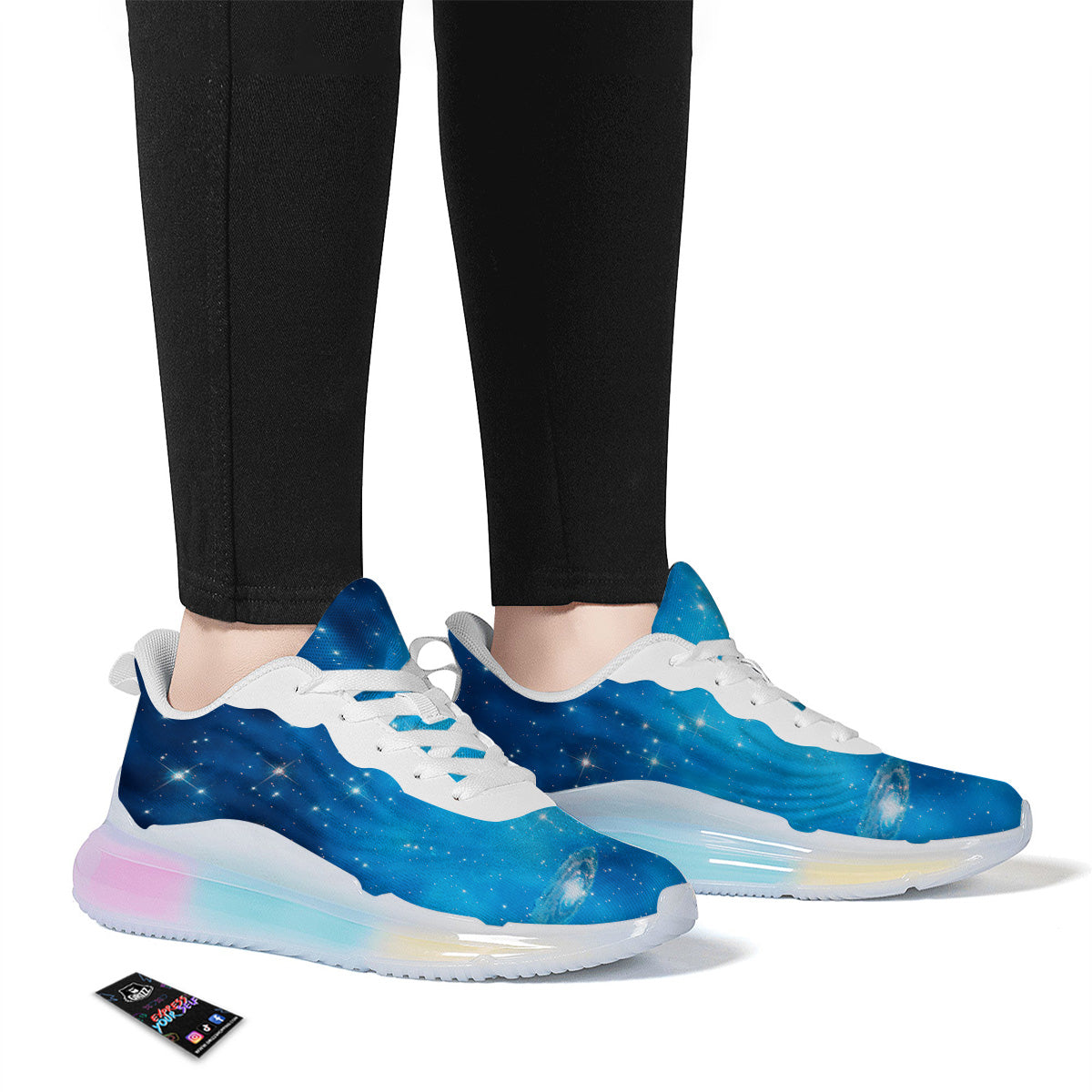 Starfield Galaxy Space Blue Cloud Print Running Sneakers-grizzshop