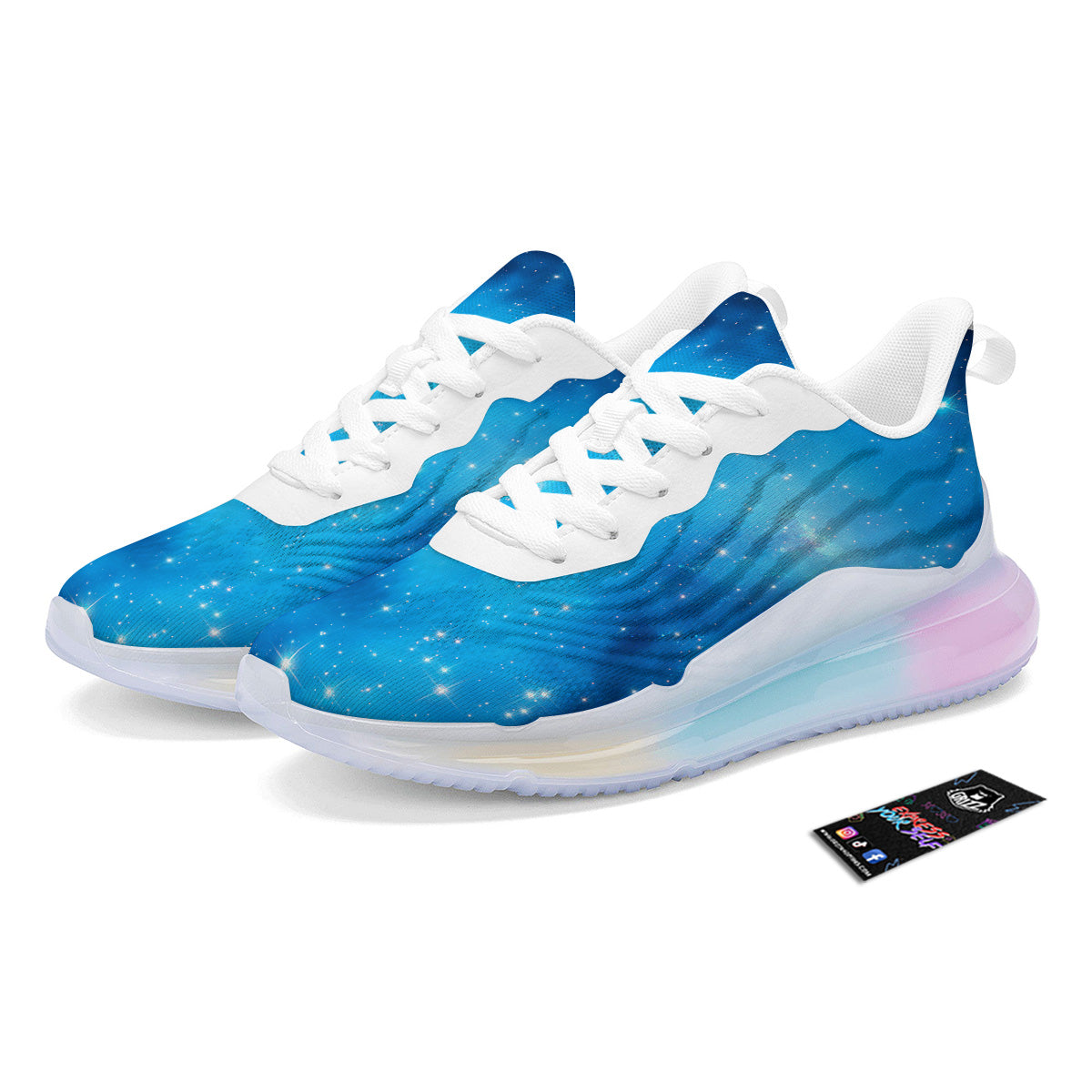 Starfield Galaxy Space Blue Cloud Print Running Sneakers-grizzshop