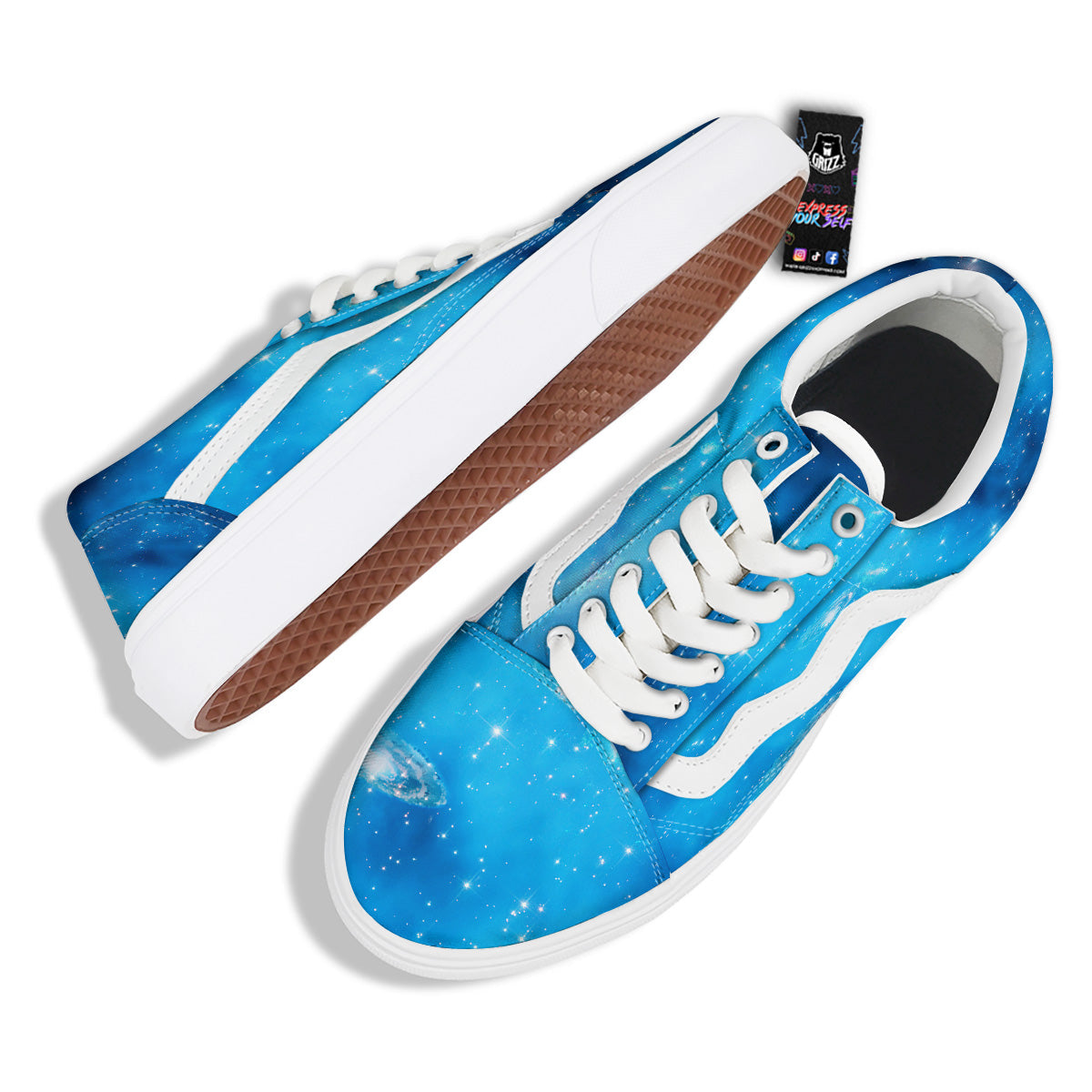 Starfield Galaxy Space Blue Cloud Print Skate Shoes-grizzshop