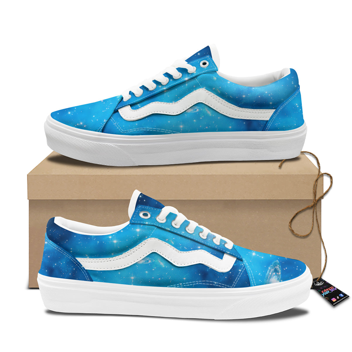 Starfield Galaxy Space Blue Cloud Print Skate Shoes-grizzshop