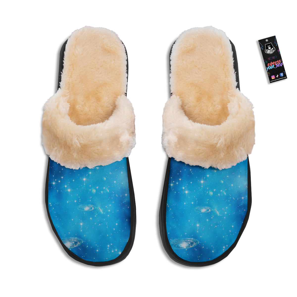 Starfield Galaxy Space Blue Cloud Print Slippers-grizzshop