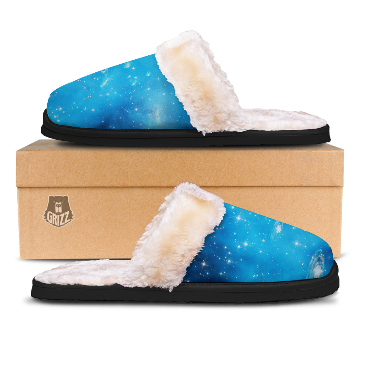 Starfield Galaxy Space Blue Cloud Print Slippers-grizzshop
