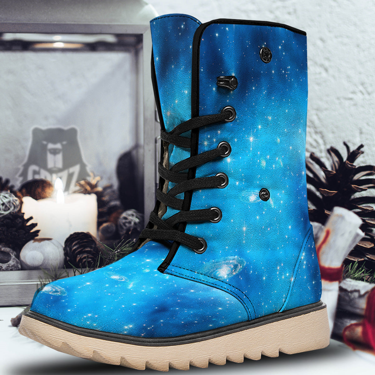 Starfield Galaxy Space Blue Cloud Print Snow Boots-grizzshop