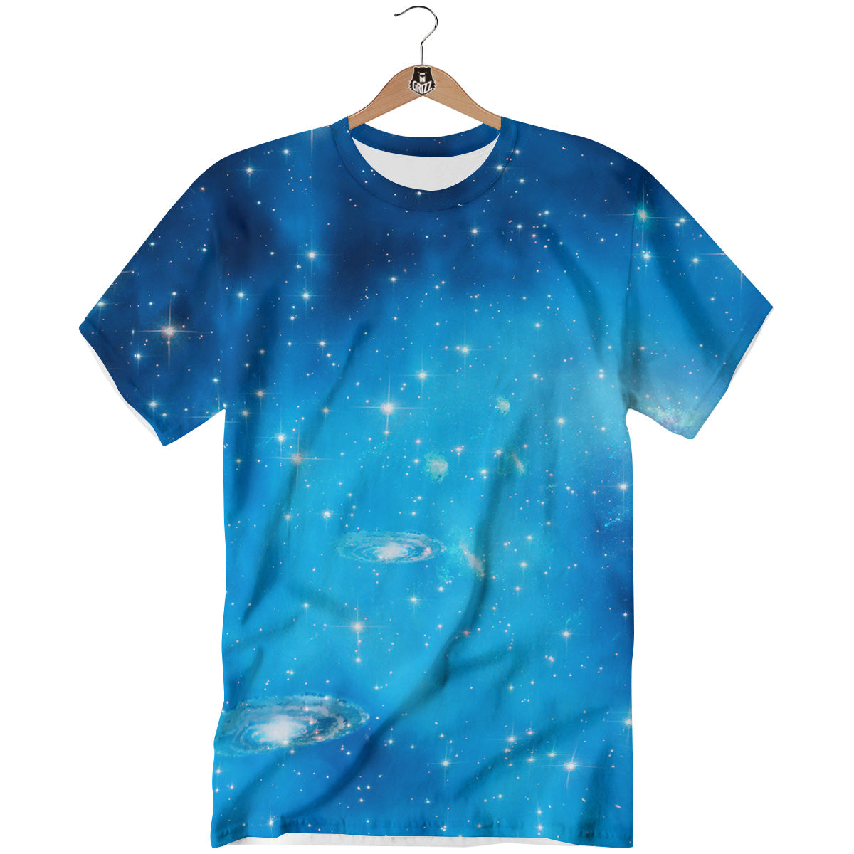 Starfield Galaxy Space Blue Cloud Print T-Shirt-grizzshop