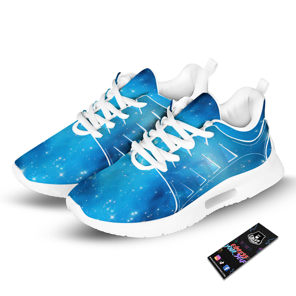 Starfield Galaxy Space Blue Cloud Print Tennis Shoes-grizzshop