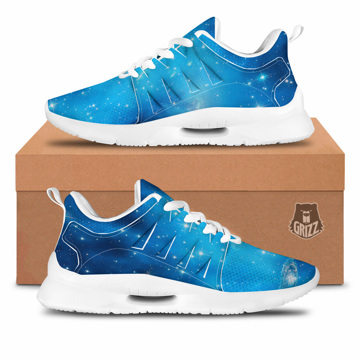Starfield Galaxy Space Blue Cloud Print Tennis Shoes-grizzshop