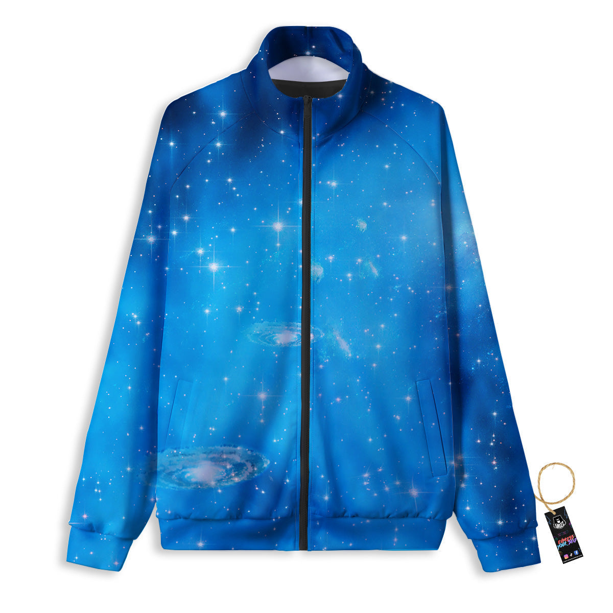 Starfield Galaxy Space Blue Cloud Print Track Jacket-grizzshop