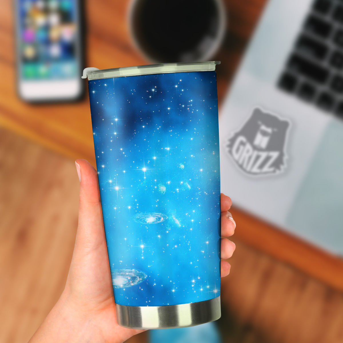 Starfield Galaxy Space Blue Cloud Print Tumbler-grizzshop