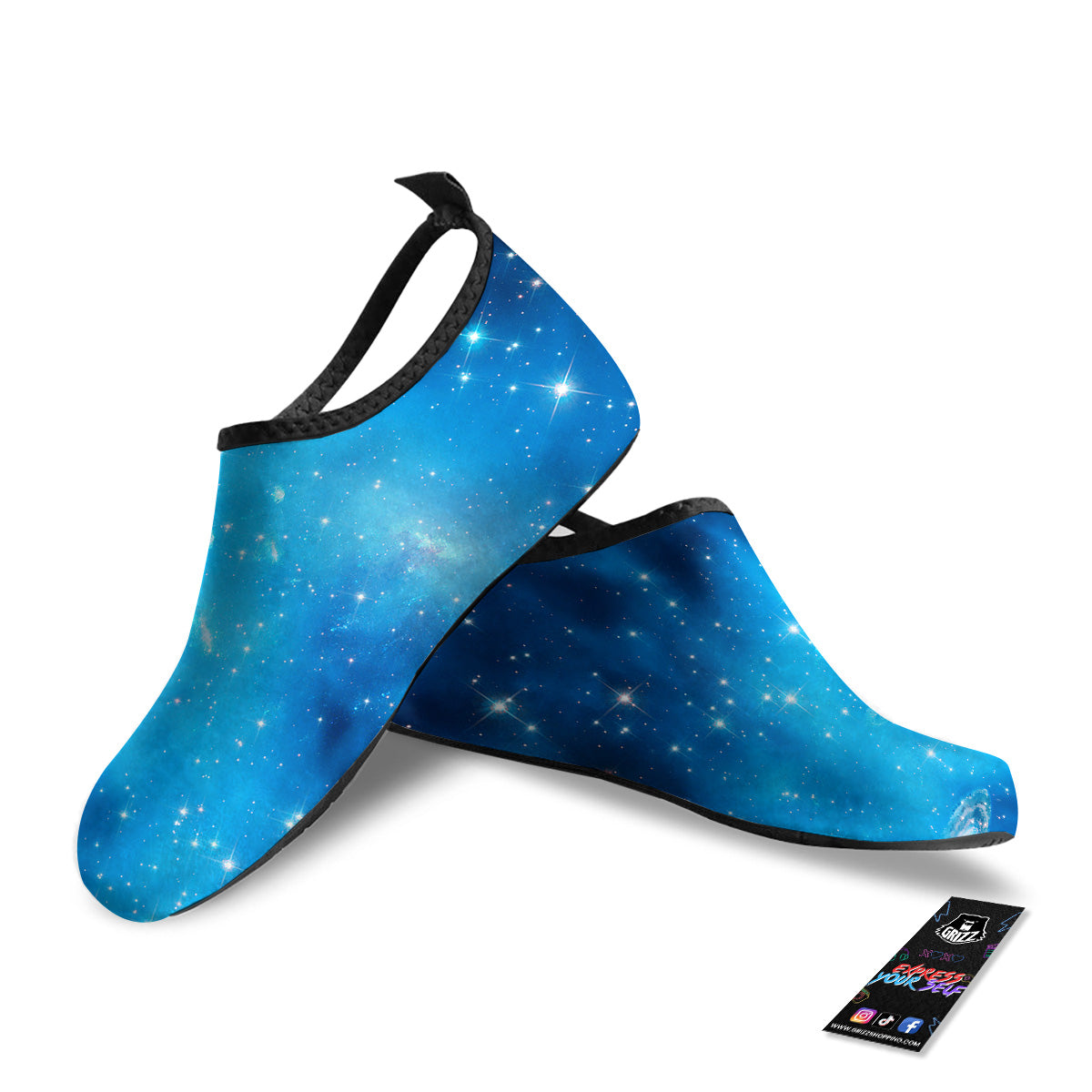 Starfield Galaxy Space Blue Cloud Print Water Shoes-grizzshop