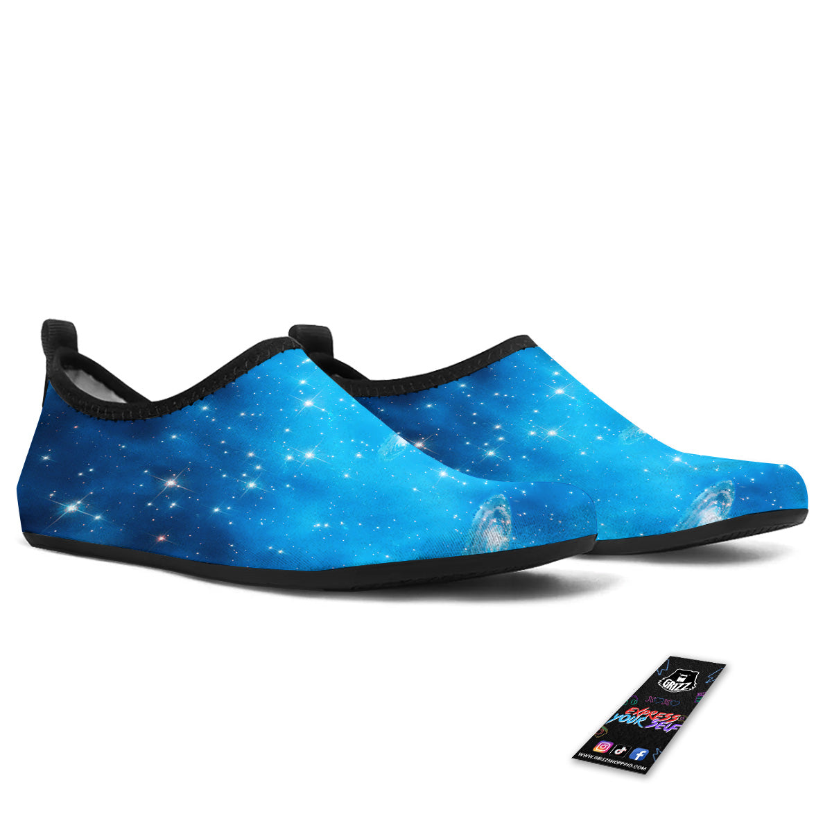 Starfield Galaxy Space Blue Cloud Print Water Shoes-grizzshop
