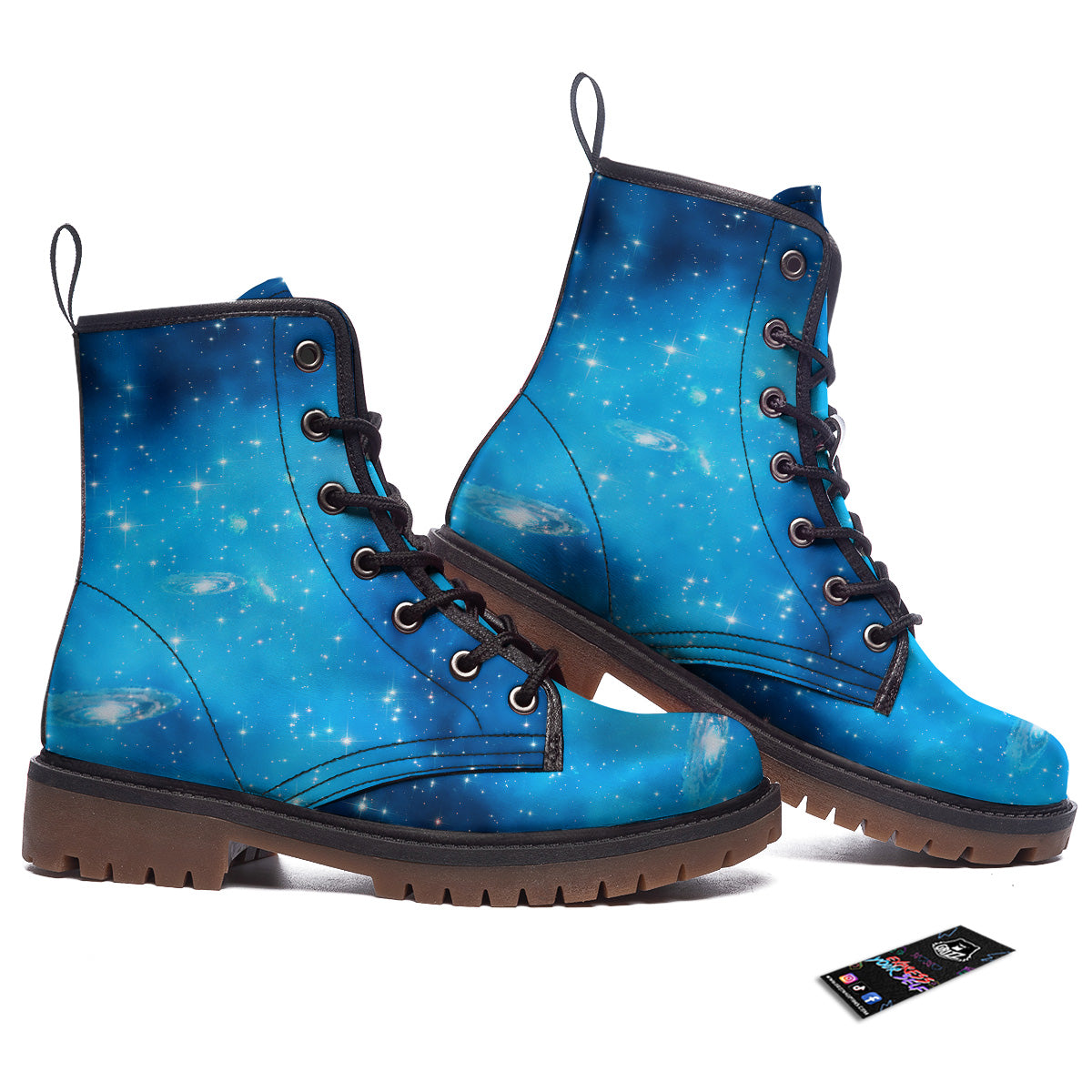 Starfield Galaxy Space Blue Cloud Print Work Boots-grizzshop