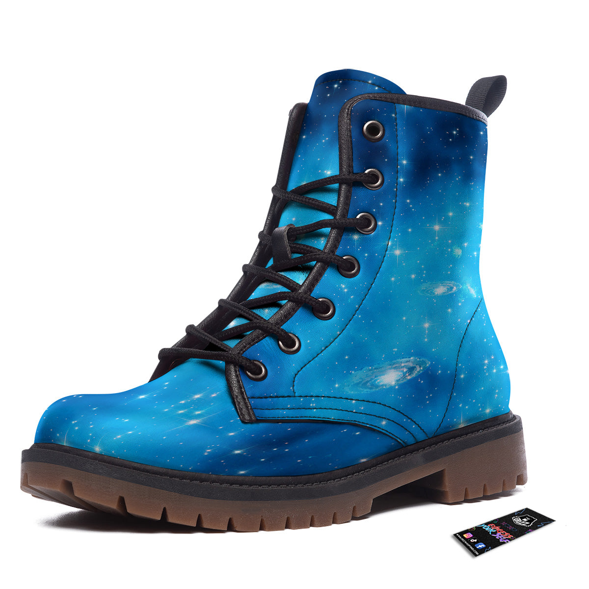 Starfield Galaxy Space Blue Cloud Print Work Boots-grizzshop