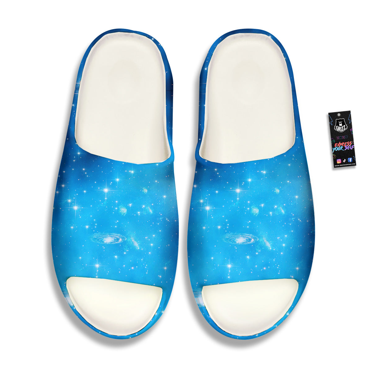 Starfield Galaxy Space Blue Cloud Print Sandals-grizzshop