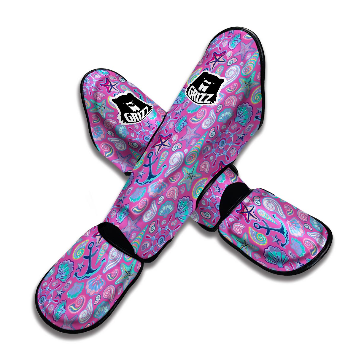 Starfish Pink Print Pattern Muay Thai Shin Guards-grizzshop