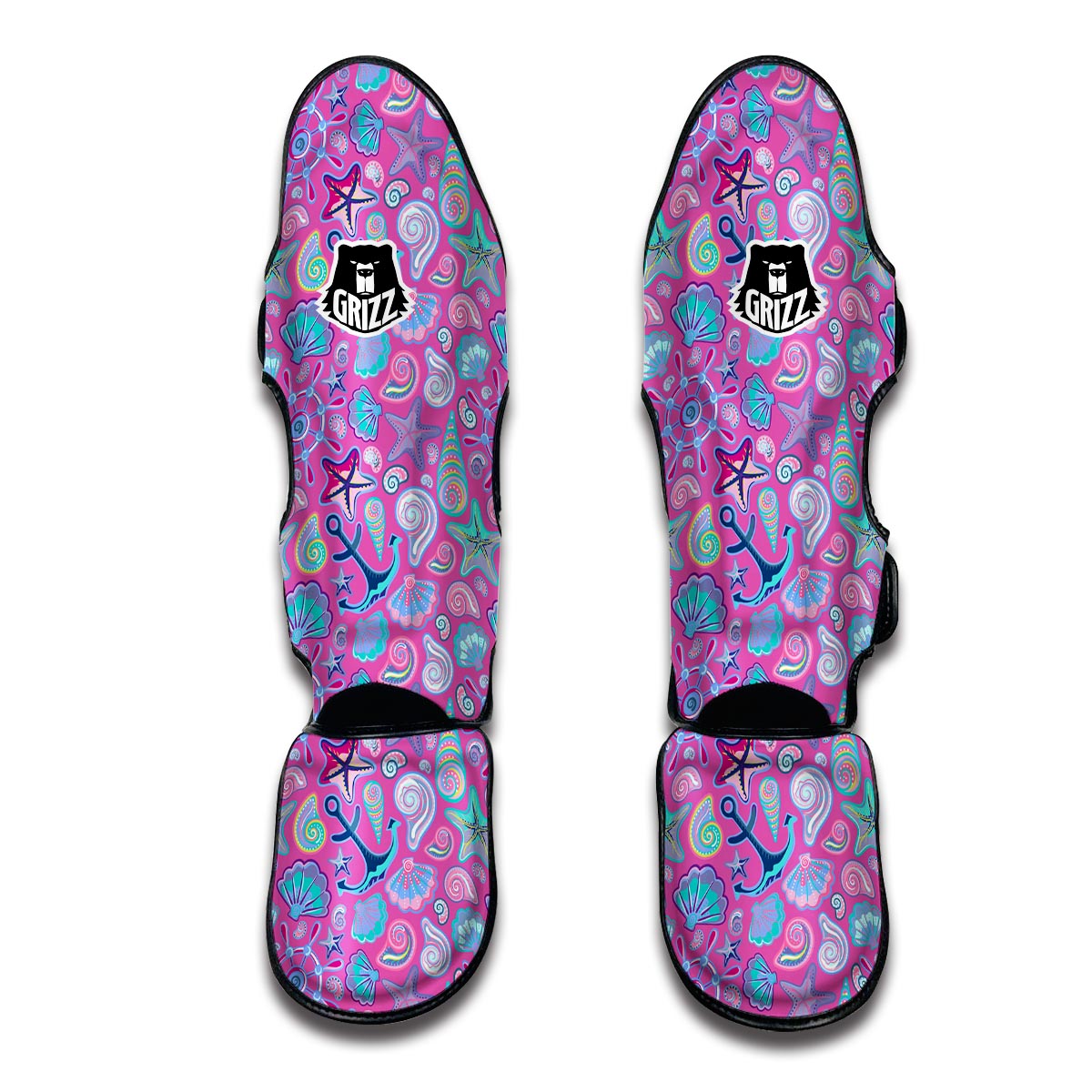 Starfish Pink Print Pattern Muay Thai Shin Guards-grizzshop