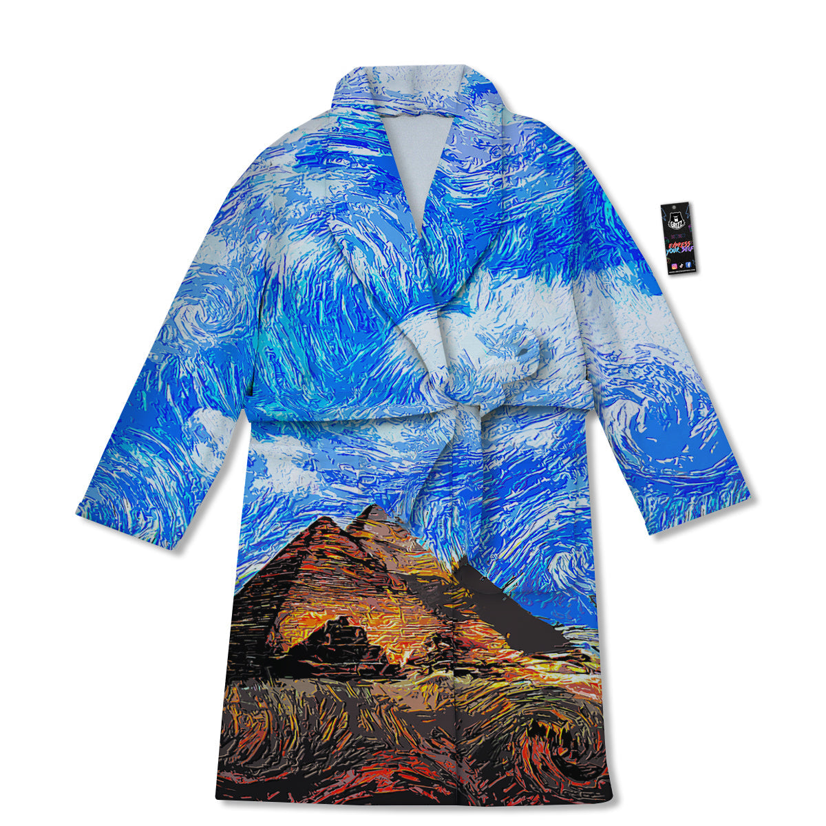 Starring Night Pyramids Print Bathrobe-grizzshop