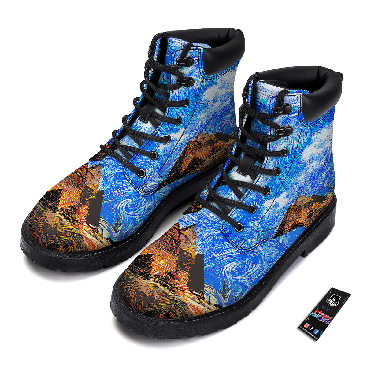 Starring Night Pyramids Print Boots-grizzshop