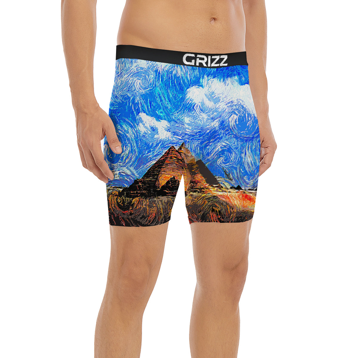 Starring Night Pyramids Print Boxer Briefs-grizzshop