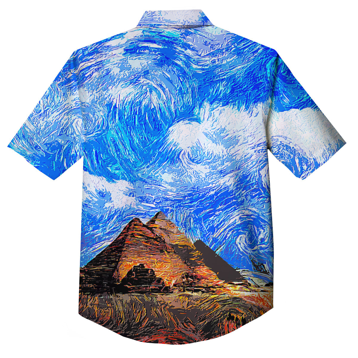 Starring Night Pyramids Print Button Up Shirt-grizzshop
