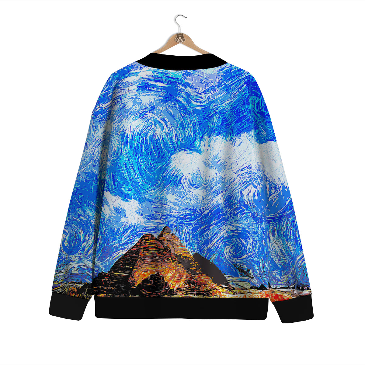 Starring Night Pyramids Print Cardigan-grizzshop