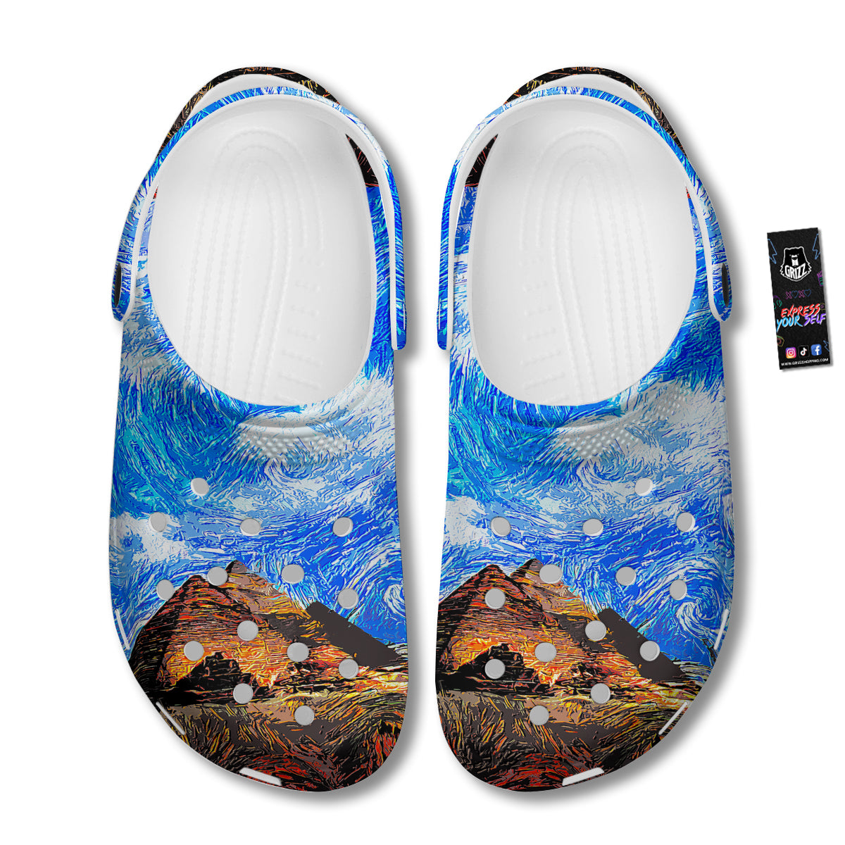 Starring Night Pyramids Print Clog-grizzshop